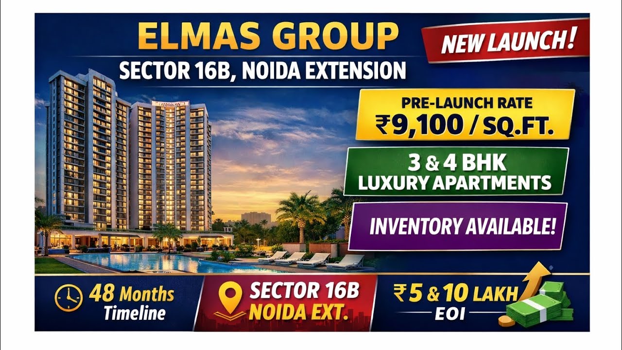 Elmas Group Sector 16B Noida Extension New Launch | Premium 3 & 4 BHK Apartments