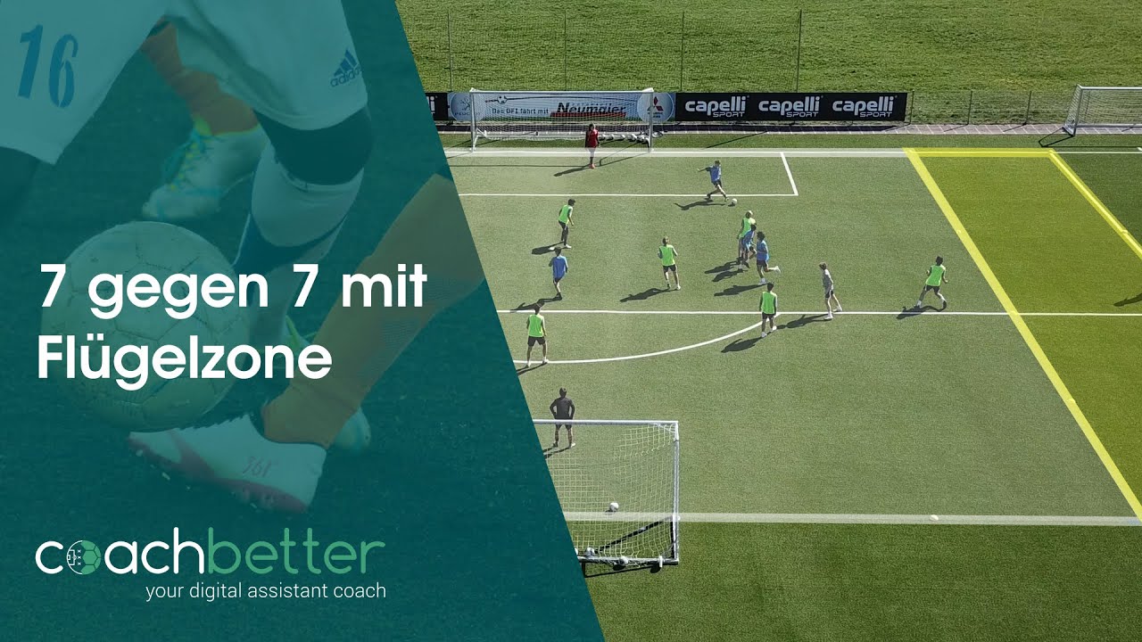Neue Fußballübung ⚽ | 7 gegen 7 mit Flügelzone | coachbetter