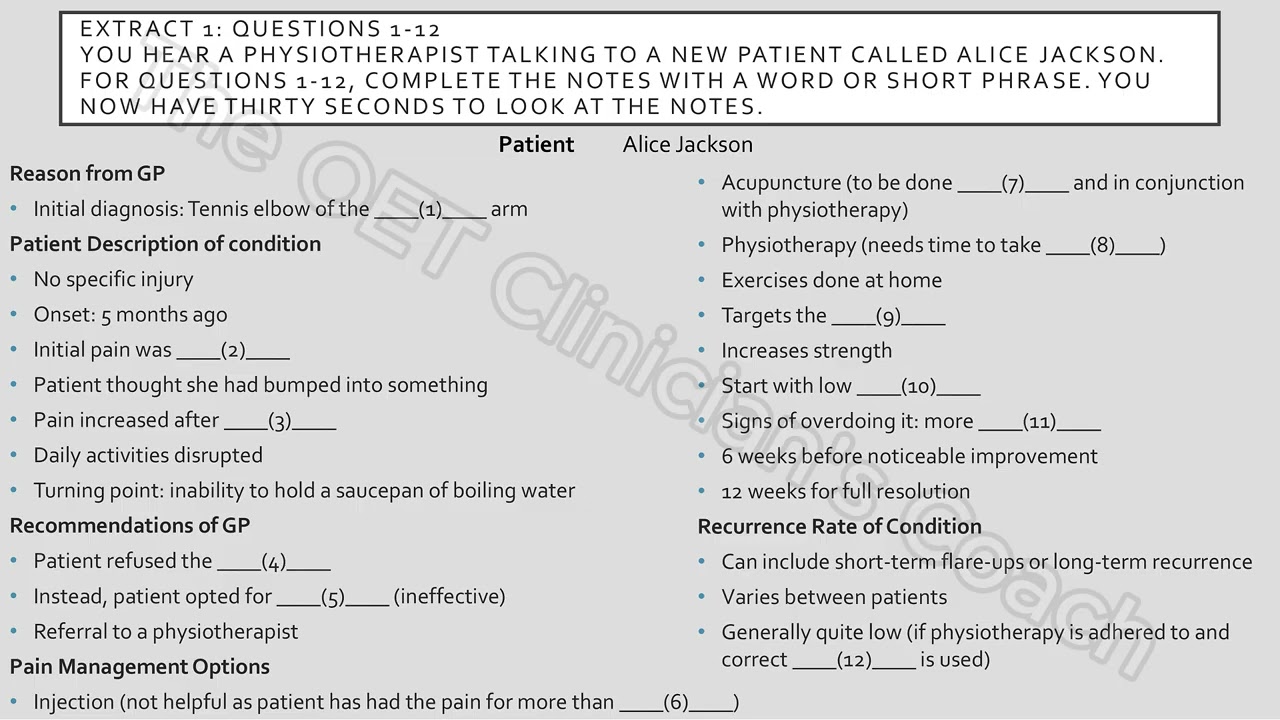 OET listening test 7 #oet #oettraining #oetlistening #oetshadowing #medicalenglish