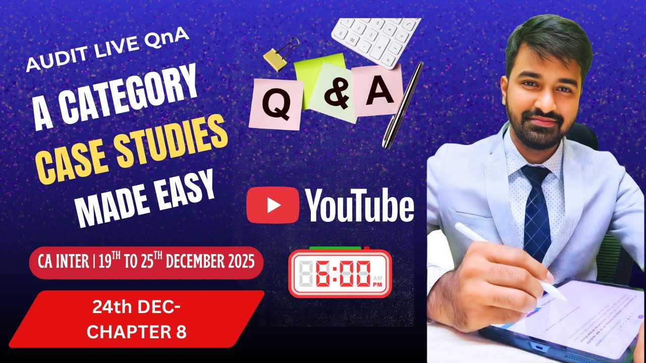 CA INTER AUDIT | A CATEGORY CASE-BASED Q&A LIVE—CHAPTER 8 + DOUBT SOLVING - SESSION 6