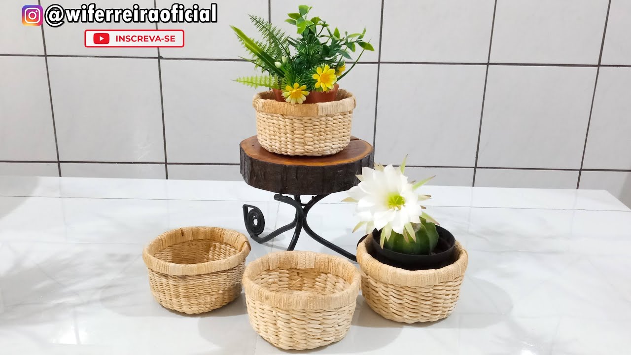 Como fazer mini cachepô de fibra de bananeira! (Passo a passo)