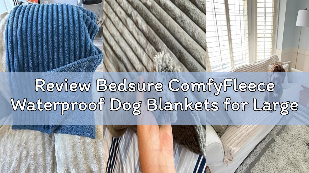 Review Bedsure ComfyFleece Waterproof Dog Blankets for Large Dogs - Soft Pet Cat Blanket Corduroy Fl