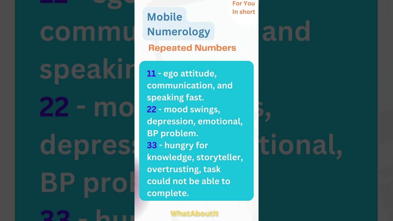 Mobile Numerology | Repeated Numbers in Mobile Numbers | Part 1