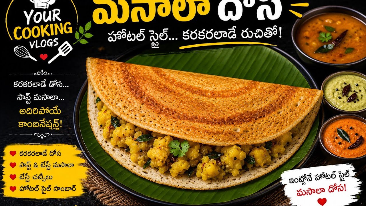 Masala Dosa with  Groundnut and Coconut Chutney