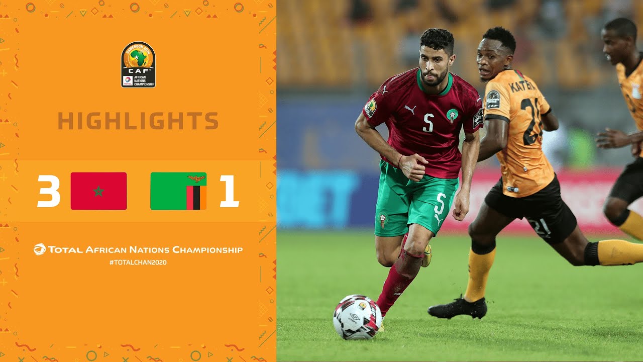 HIGHLIGHTS | Total CHAN 2020 | Quarter Final 3: Morocco 3-1 Zambia
