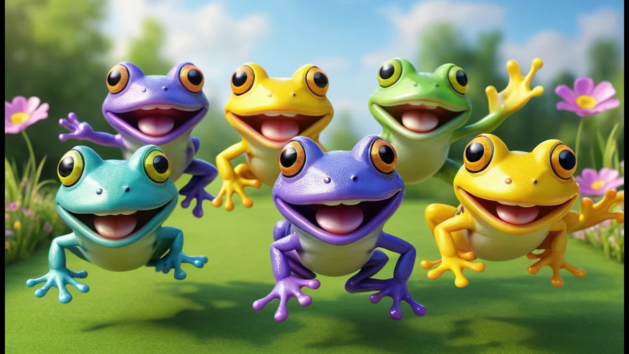 Six Little Toy Frogs Leap Leap Leap | Counting & Action Song for Kids