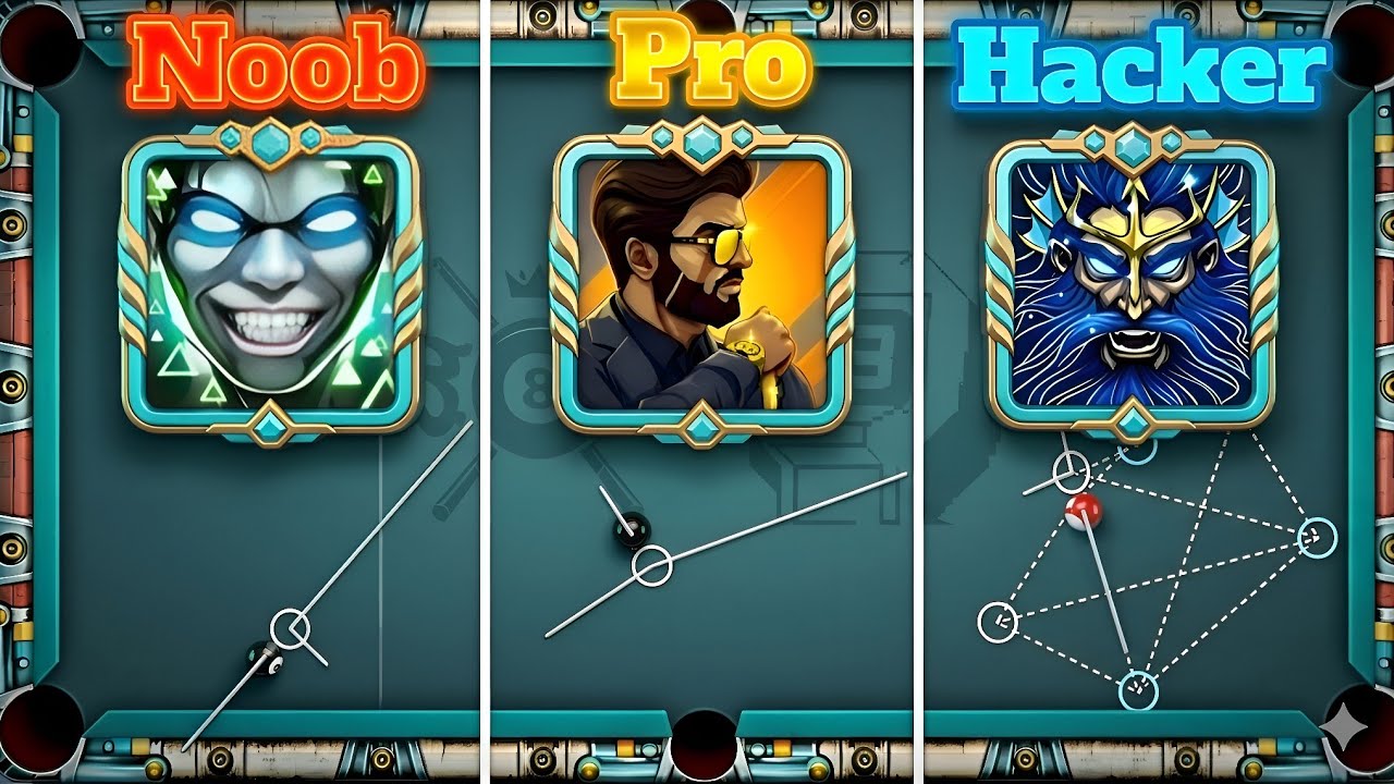 NOOB vs PRO vs HACKER ~ Dramatic gameplay with Denials and Kiss shots | DANISH 8BP YT 