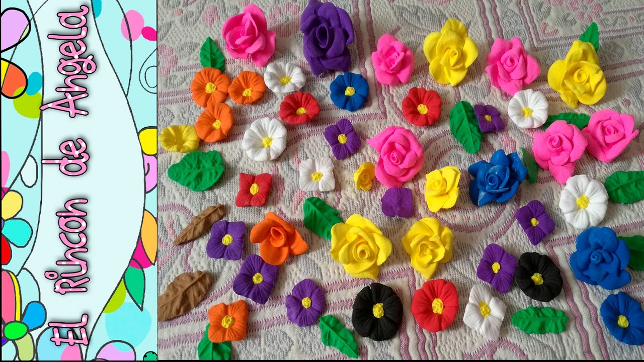 DIY  foami o goma eva moldeable  Como hacer flores y hojas con foamy moldeable