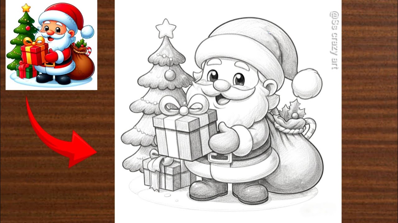 Merry Christmas drawing easy | Christmas tree drawing | Santa Claus drawing | Christmas day drawing