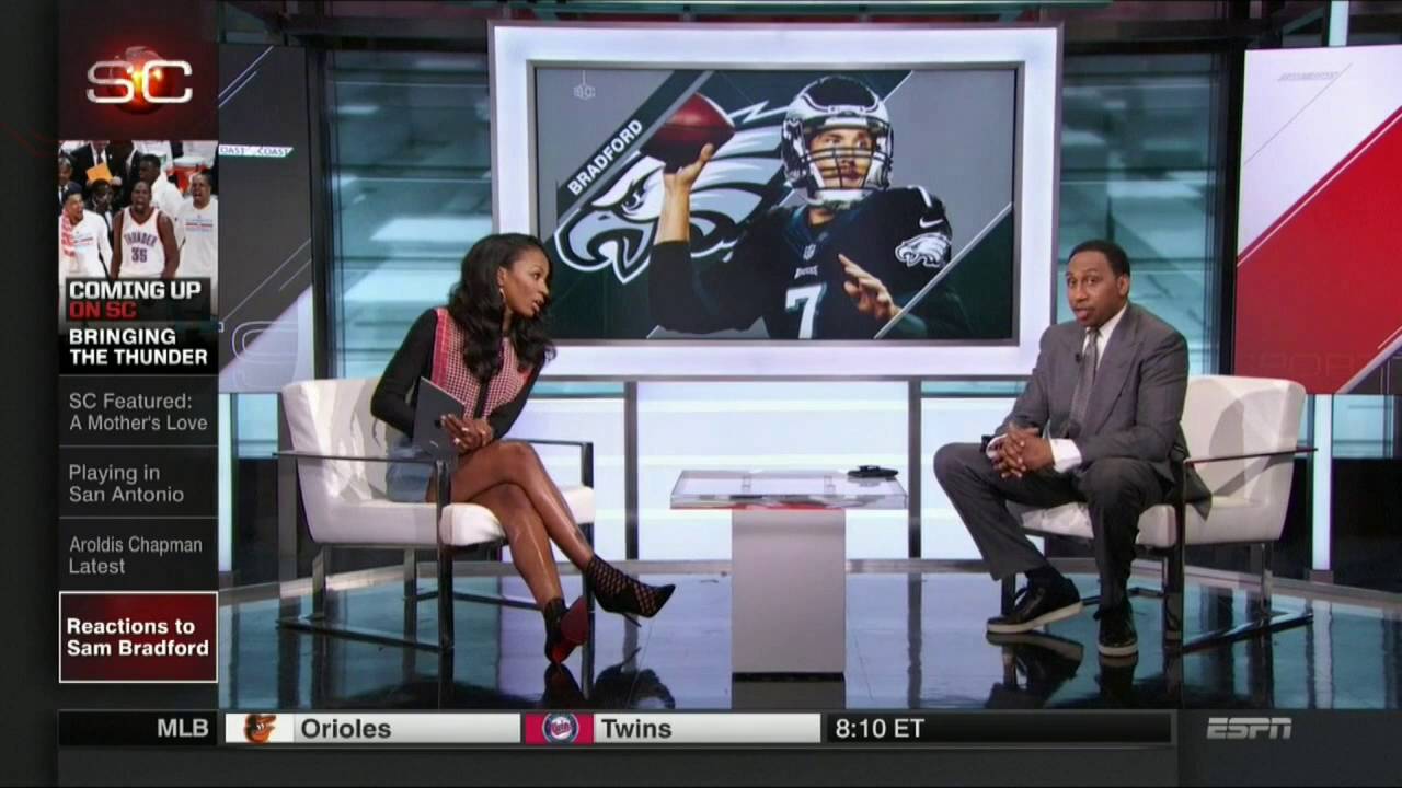 Cari Champion in Short Leather Skirt | ESPN