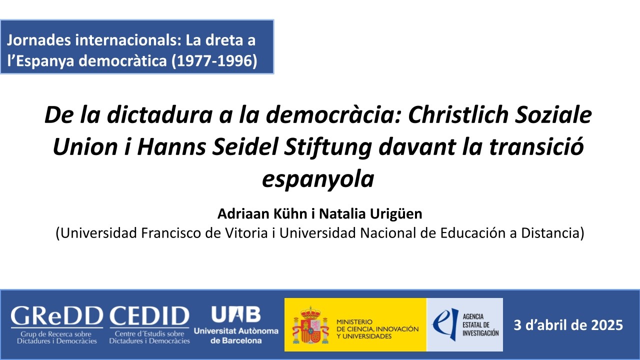 A. Khün i N. Urigüen: De la dictadura a la democràcia: Christlich Soziale Union i Hanns Seidel [...]