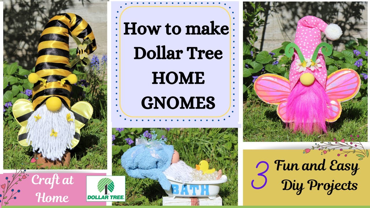 MAKE 3 DIY DOLLAR TREE GARDEN BUTTERFLY BATH BUMBLEBEE HOME GNOME | Dollar Tree DIY Decor Craft
