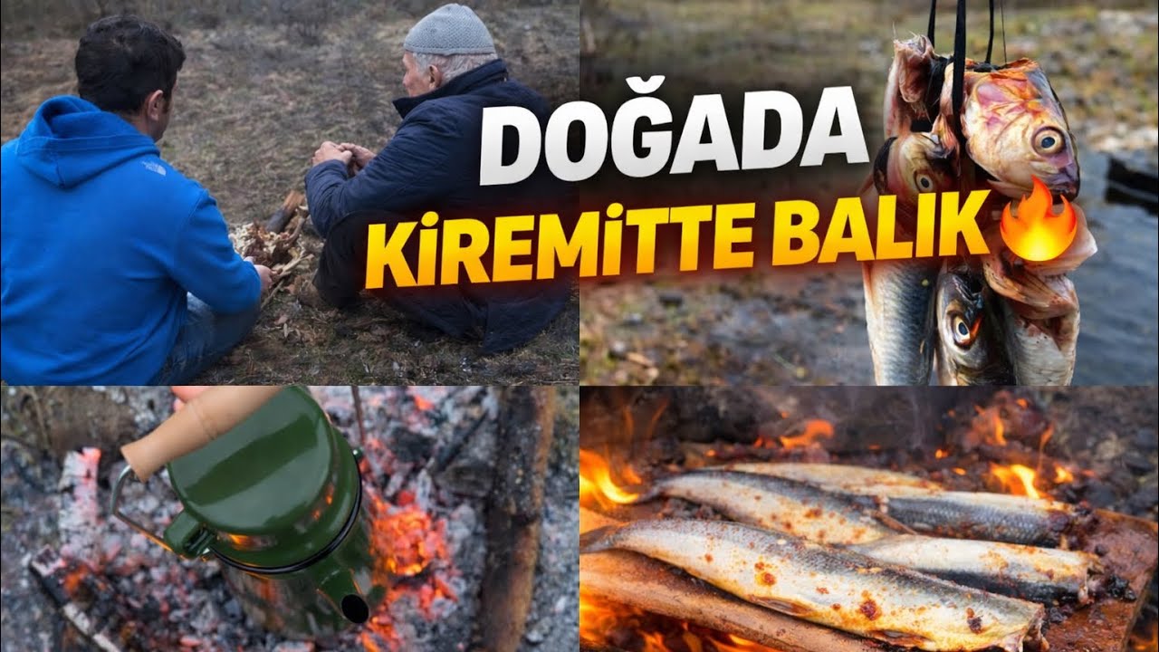Köyde Doğada kiremitte balık yaptım