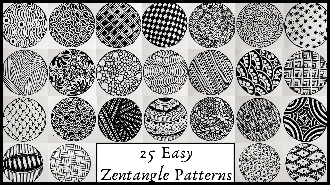 25 Easy Zentangle Patterns for Beginners | Doodle Patterns | Mandala Patterns | Zen-doodle