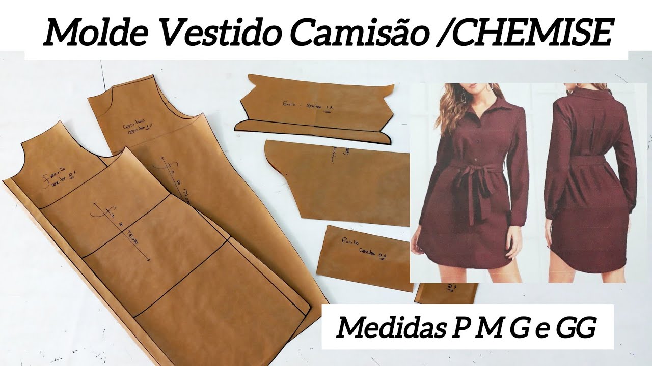 COMO FAZER MOLDE VESTIDO CHEMISE VESTIDO CAMIS&Atilde;O