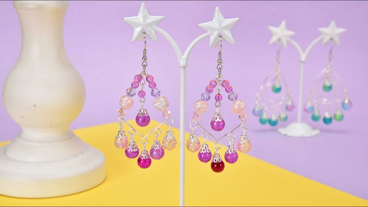 How to Make Chandelier Earrings with Wires and Crackle Glass Pendants 2 | Kissitty Jewelry