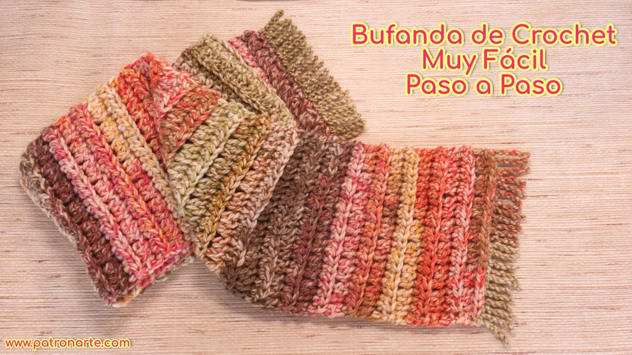 Bufanda a Crochet F&aacute;cil Paso a Paso con Flecos Retorcidos