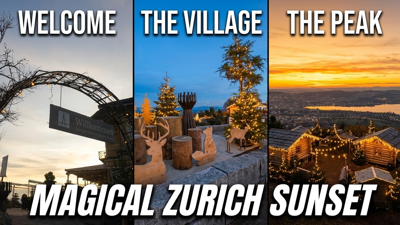 🇨🇭 Zurich Walk 4K – Magical Christmas Lights to Uetliberg Peak