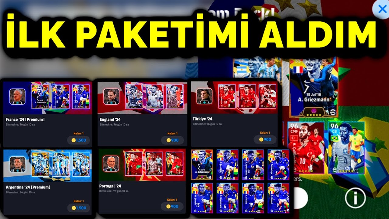 İLK PAKETİMİ ALDIM 🔥 105 GRİEZMANN 'LI FRANSA PAKETİ & MENAJER ve OYUNCULAR (eFootball 2024 Mobile)