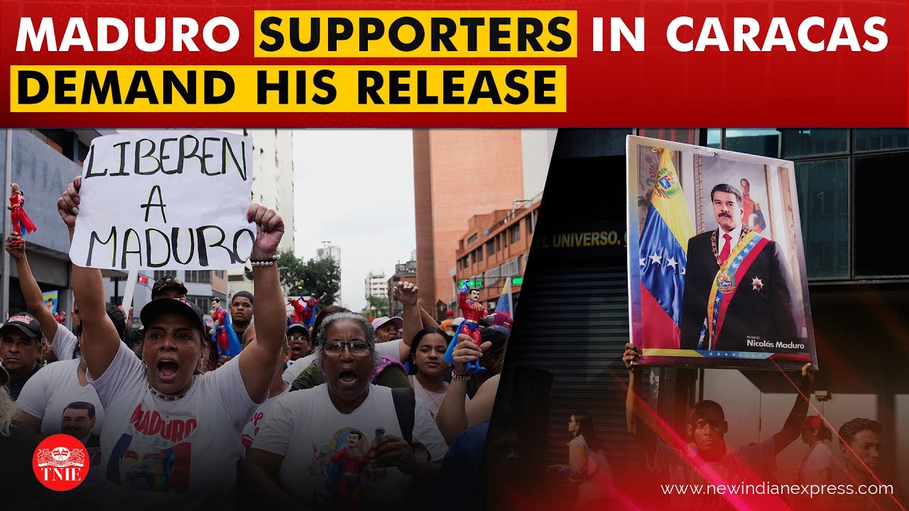 &lsquo;Free our president Nicolas&rsquo;: Thousands protest in Caracas demanding Maduro&rsquo;s release