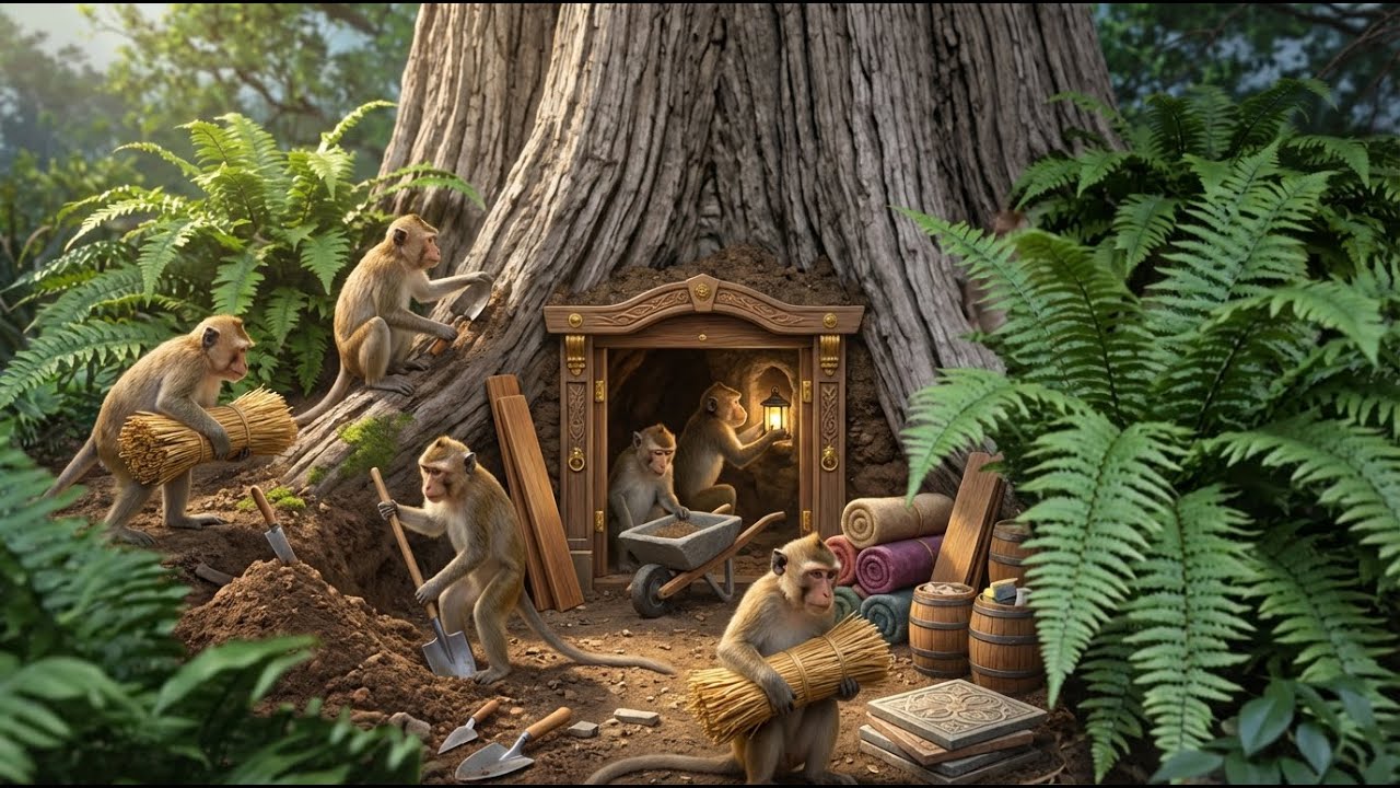 Indian Monkeys Build a Luxury Underground Shelter Isolated from the Outside World (4K)