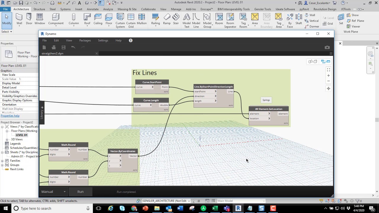 Fix Model or Sketch lines Slightly off axis in the model using Dynamo