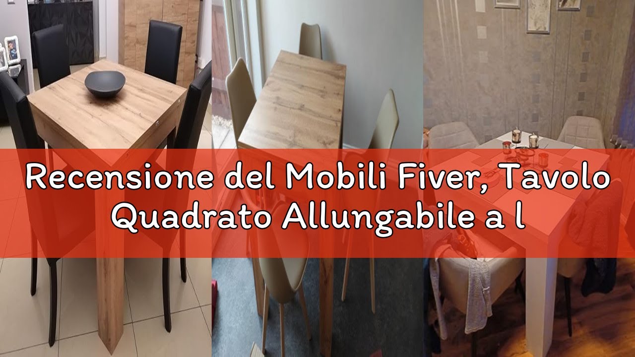 Recensione del Mobili Fiver, Tavolo Quadrato Allungabile a libro Eldorado, 90x(180) x90 cm, Noce Can