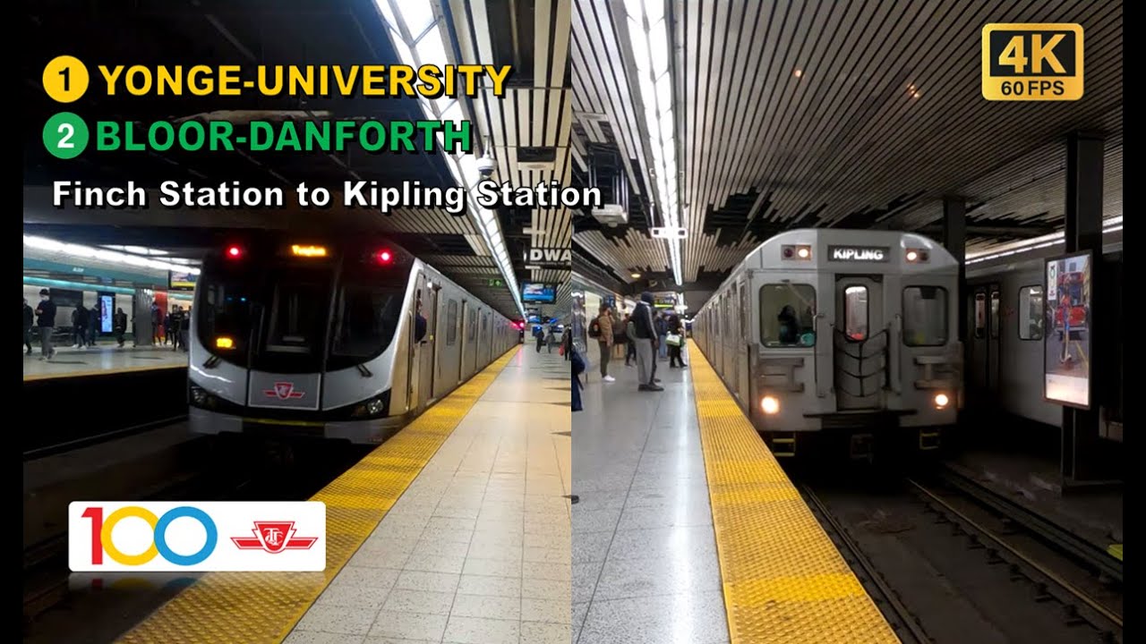 TTC POV Walk: Finch Station to Kipling Station Via Bloor-Yonge Station【4K 60FPS】