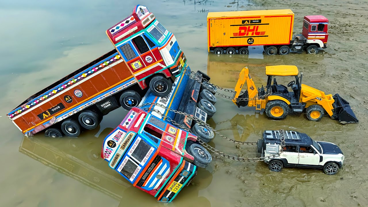 New Cartoon Video | TATA Petrol Tanker Muddy Accident Pulling Out Car Jcb 3dx | Jcb Tractor Cartoon