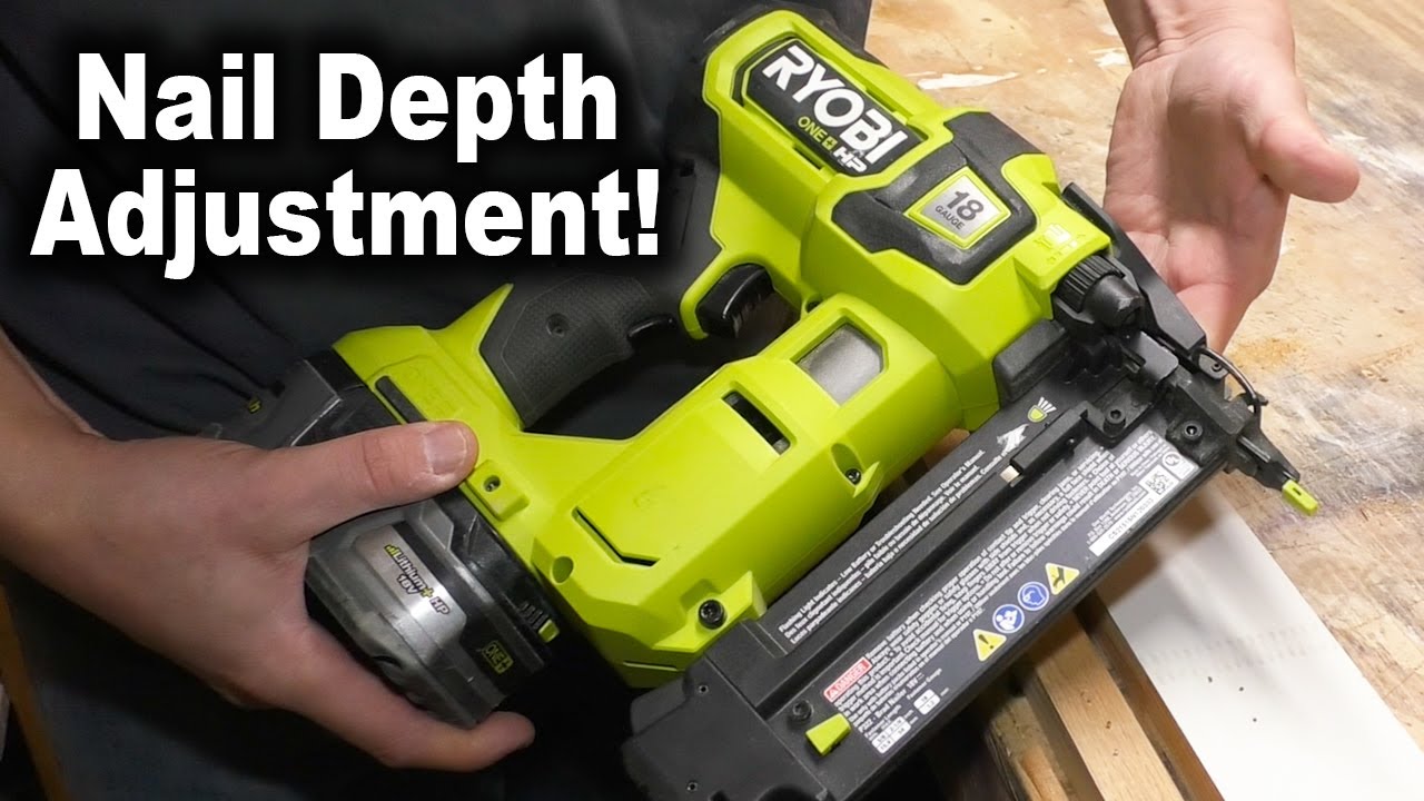Как отрегулировать глубину забивания гвоздей Ryobi 18 Gauge Cordless Brad Nailer