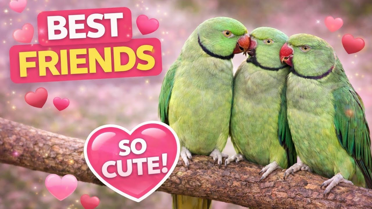 🦜 3 Indian Ringnecks Playing Together! Too Cute 💚