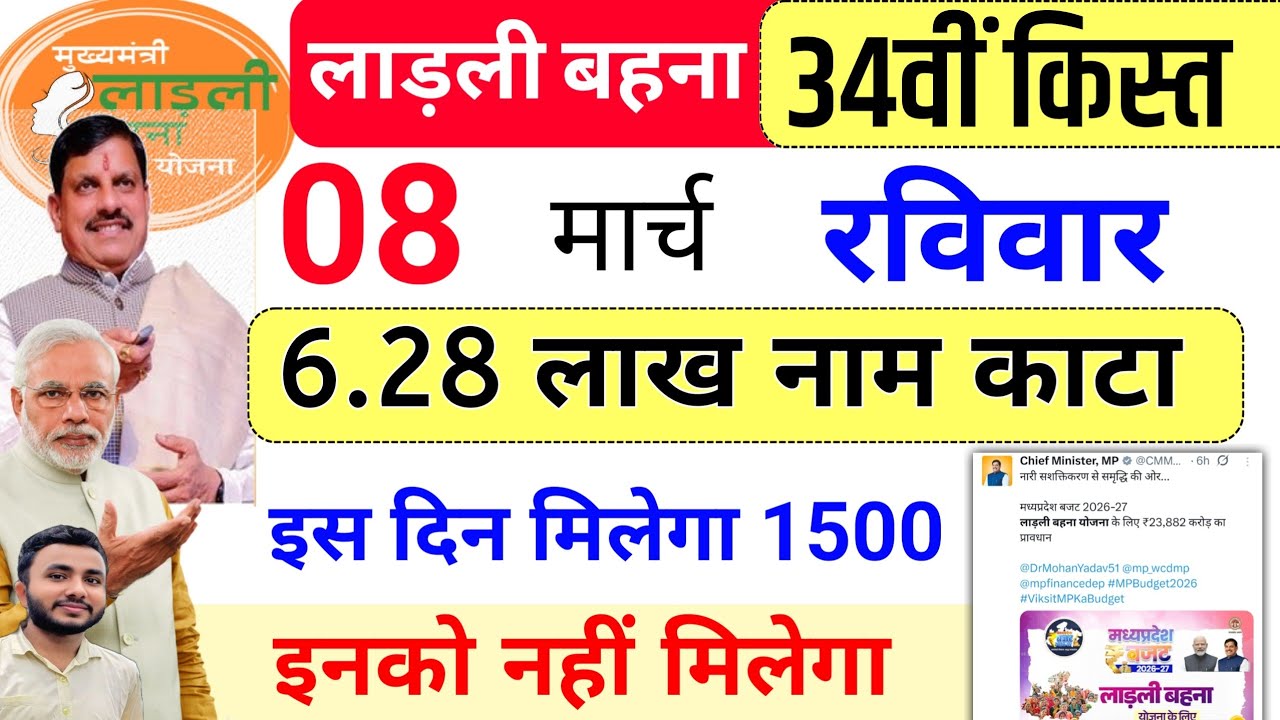 25 फरवरी | ladli behna yojana 3000 | इस दिन से ✅ ladli behna yojana kist kab aayegi
