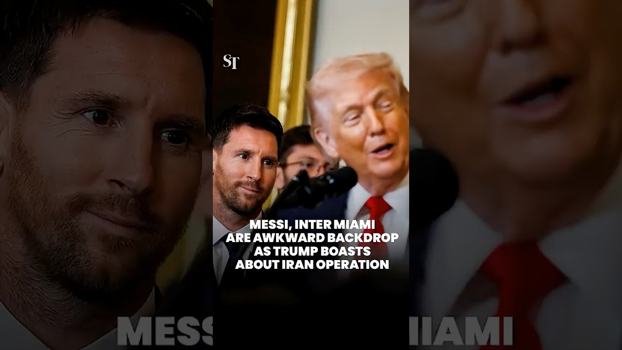Messi awkwardly looks on as Trump boasts about Iran operation