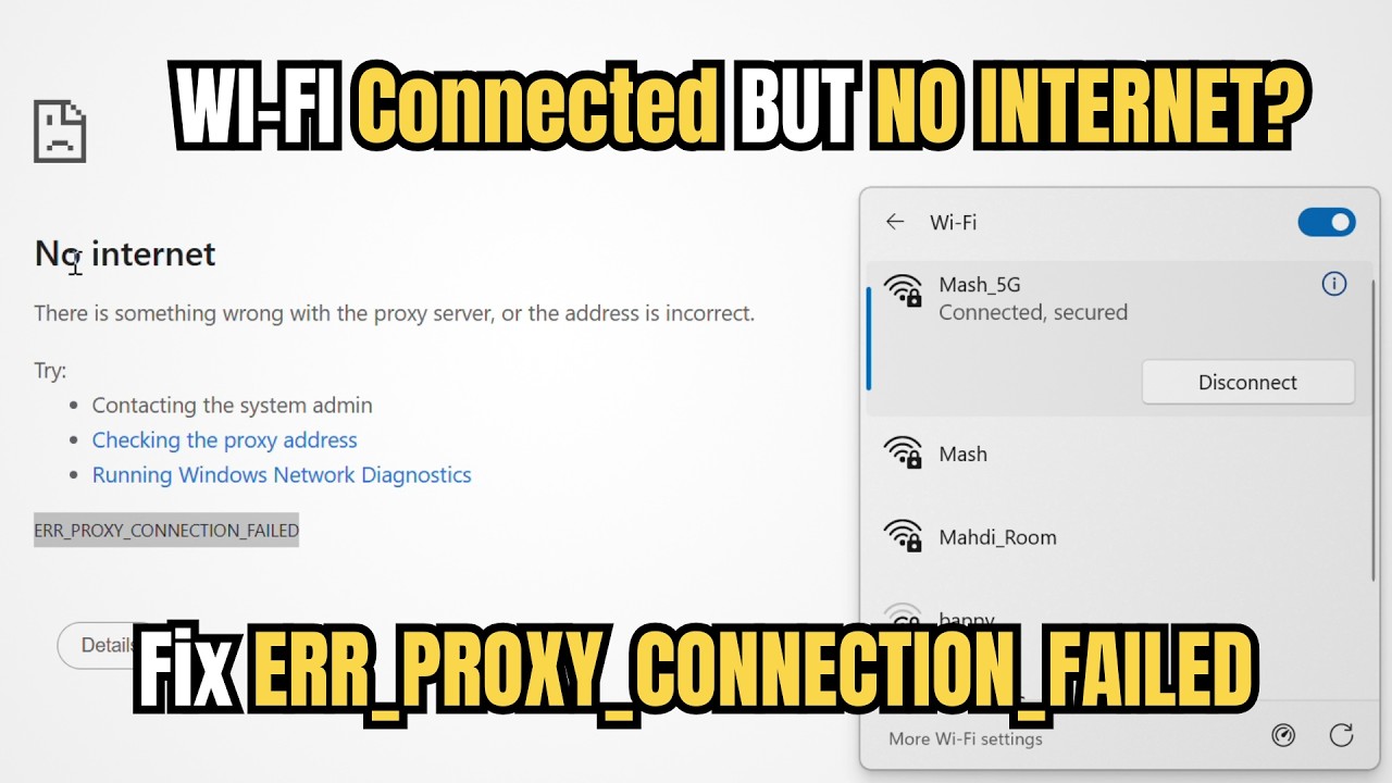 Fix ERR PROXY CONNECTION FAILED | WiFi Connected But No Internet?
