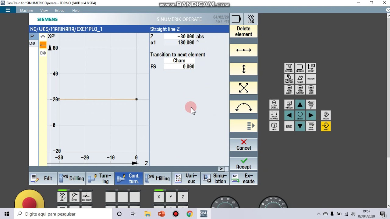 CNC - SinuTrain: EXEMPLO 1 (contorno)