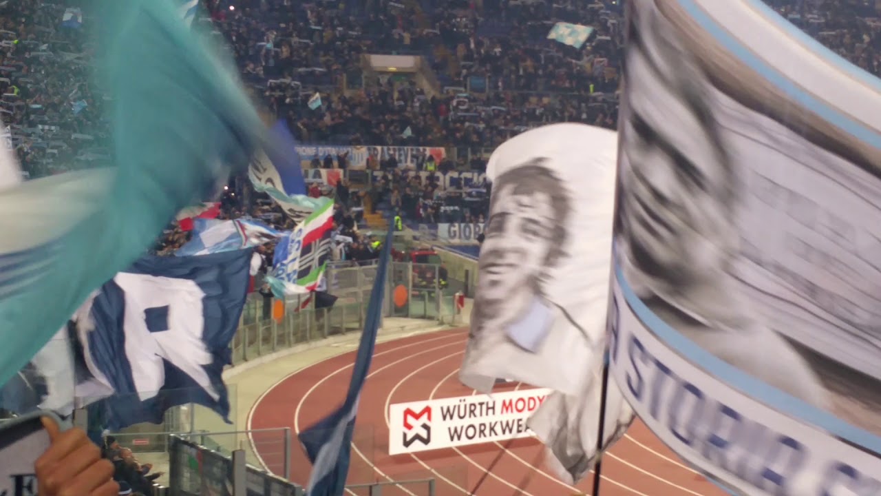Lazio - Roma 3 - 0 Il volo di Olympia con l'inno