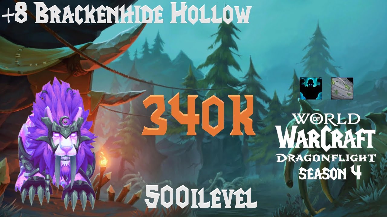 +8 Brackenhide Hollow M+ 10.2.7 340k overall Feral Druid DF S4 Fortified