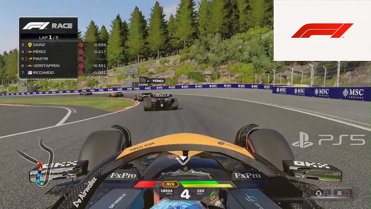 F1 2024 - Piastri at Spa - 5 Lap Sprint Race on PS5 - Logitech G29