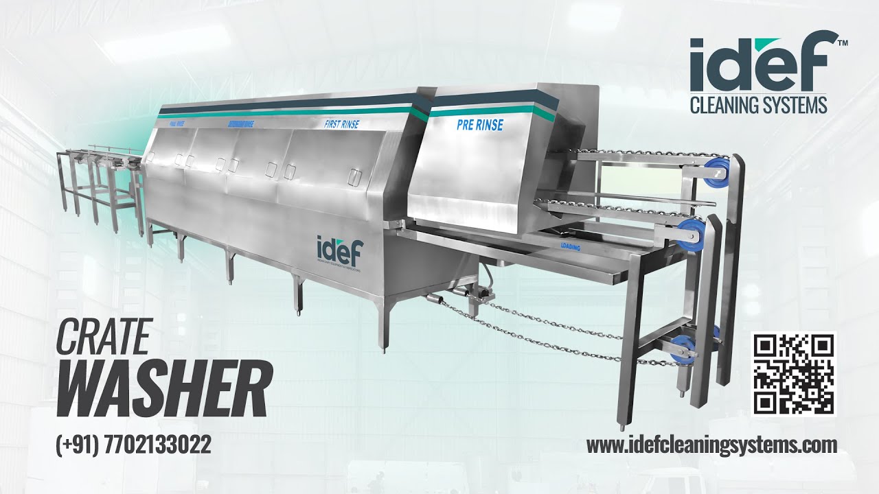 Crate Washer, Bin Washer, Milk Crate Washer, Slanting Crate Washer