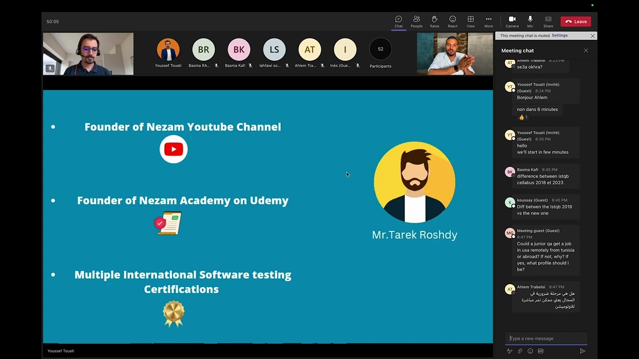 Testing Talk with Mr Tarek Roshdy part 1 - Arabic