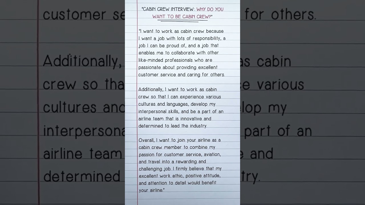 CABIN CREW: WHY DO YOU WANT TO BE CABIN CREW? #shorts