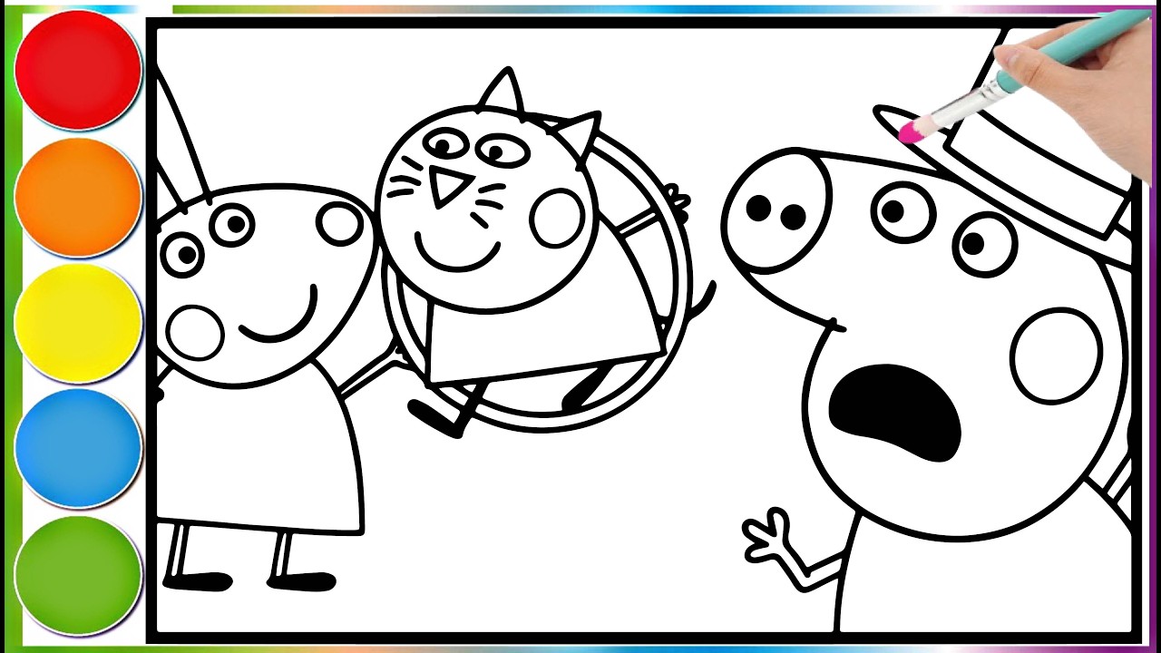 Peppa Pig and her friends are practicing their circus tricks _ Learn how to color Peppa Pig pages