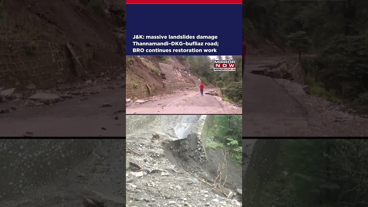 J&K: Massive Landslides Damage Thannamandi&ndash;DKG&ndash;Bufliaz Road; Bro Continues Restoration Work #shorts