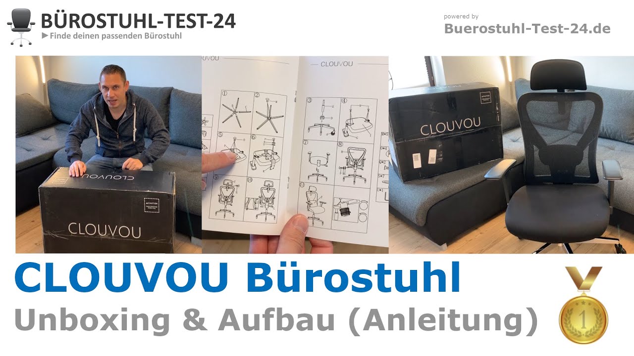 CLOUVOU Bürostuhl Ergonomisch 🥇 Unboxing & Montage (Aufbau Anleitung) + Erster Eindruck