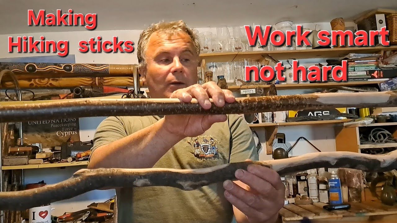 Making hiking sticks the smart way, not the hard way. Choose the wood and don't force a situation.