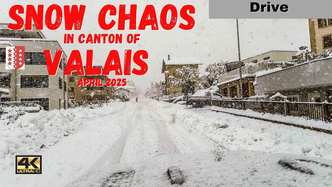SNOW DRIVE in Extreme Snowstorm Driving in Valais, Switzerland | April 17, 2025 | Snow Chaos
