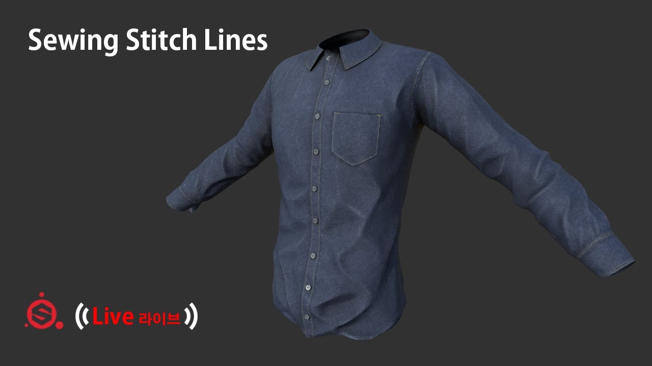 [Texturing] Making Sewing Stitch Lines in Substance Painter -Denim Shirts, 청 셔츠 실선