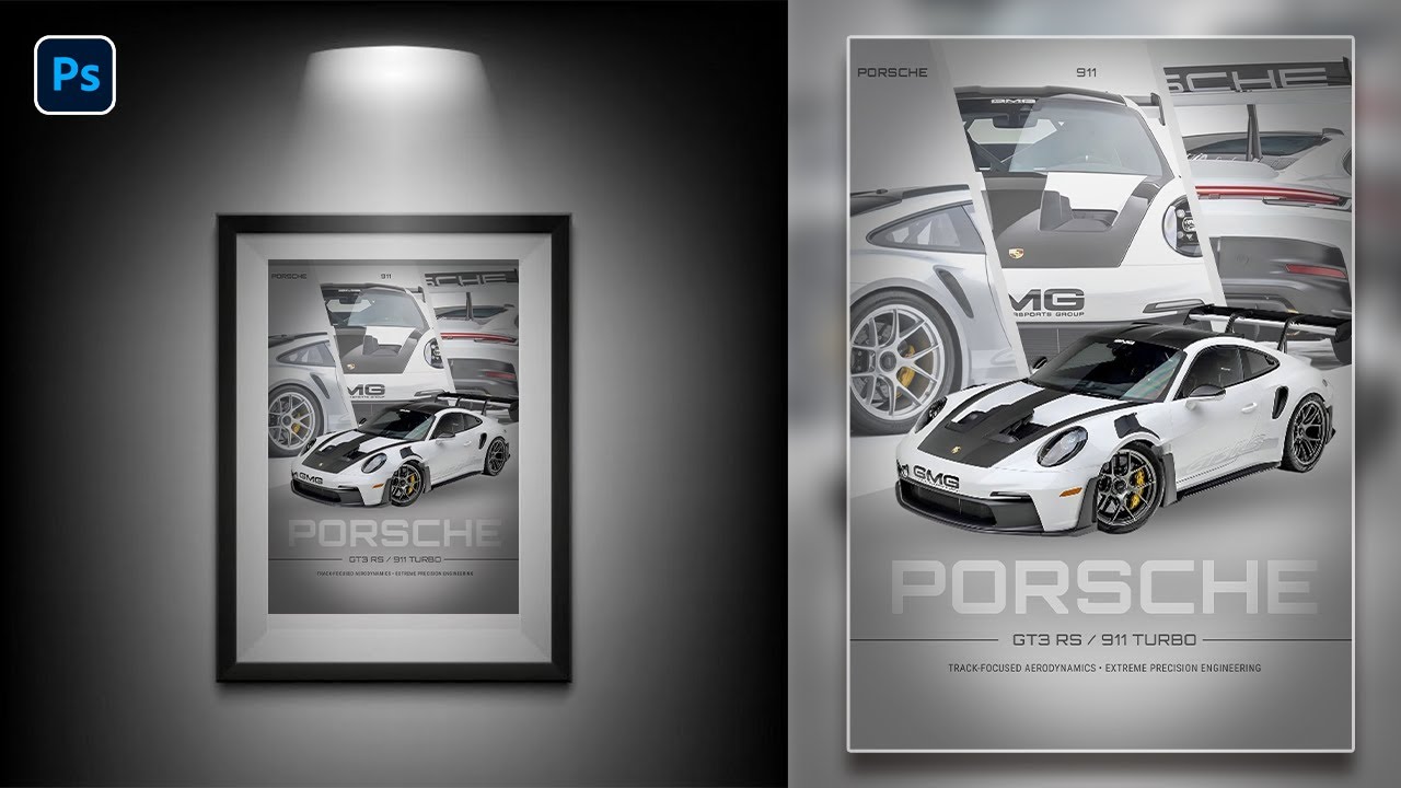 Porsche GT3 RS Poster Design in Photoshop | Car Poster Tutorial