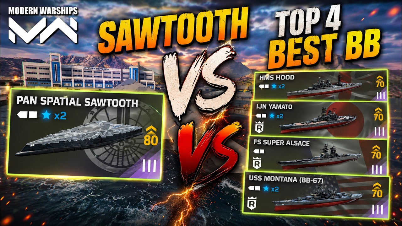 Sawtooth vs The Top 4 Battleships! 🔥| Modern Warships