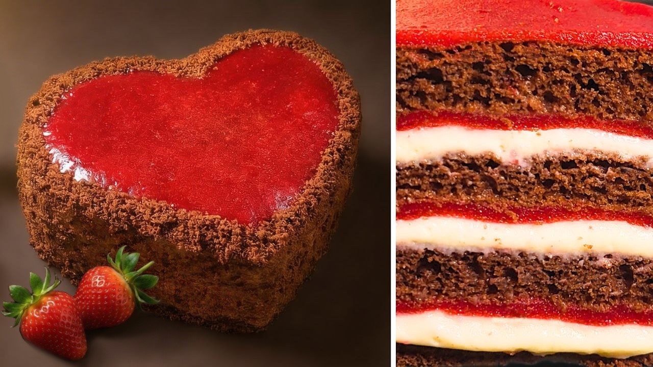 Schokoladentorte mit Erdbeeren. Einer die leckersten Torte, die ich je gegessen habe.